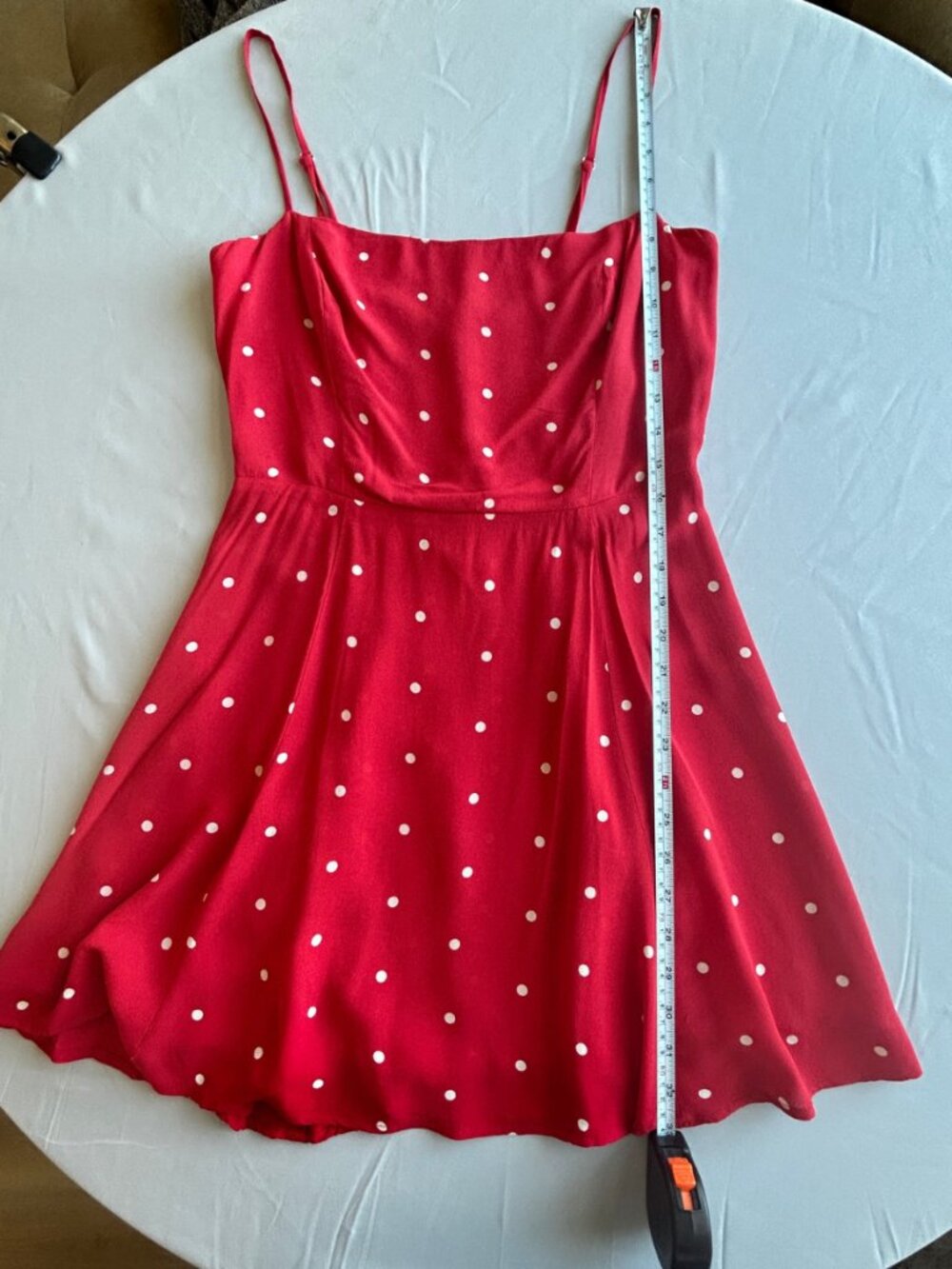 Reformation Stacey Mini Dress | Red & White Polka Dot | Size 8 - Picture 5 of 6